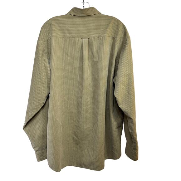 Columbia Button Front Shirt Men's XL L/S Modal Blend Tan Green Micro Plaid Soft - Picture 4 of 4
